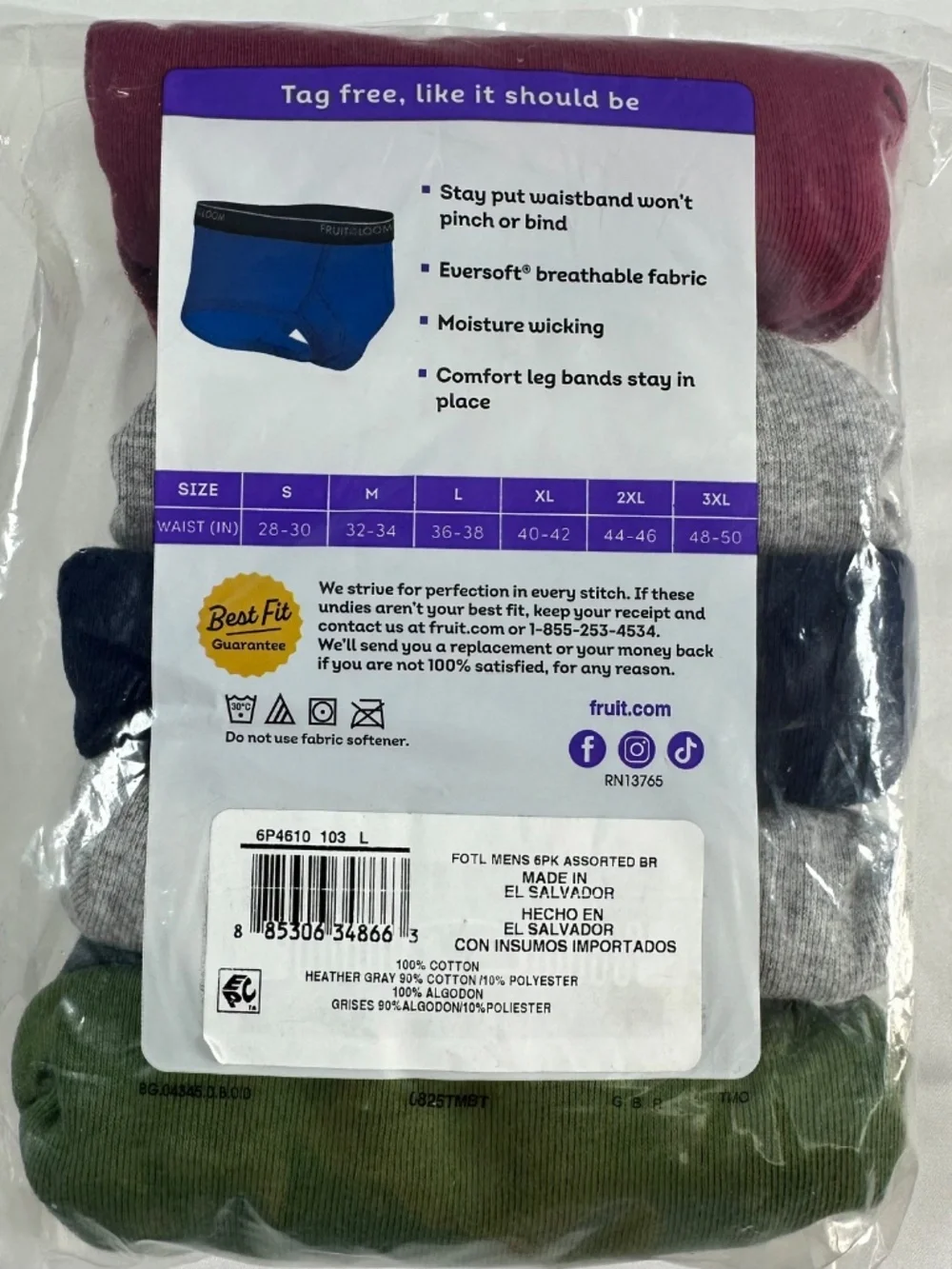 Fruit of The Loom-Mid Rise Fit-Men's Briefs-Size Large 36-38-ONLY 5 Briefs-NWT